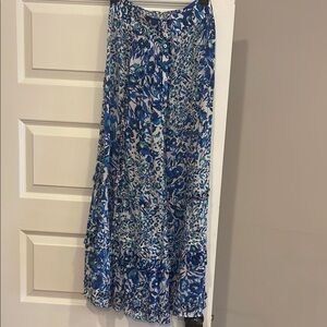 Poupette St. Barth Blue and White Floral Maxi Skirt